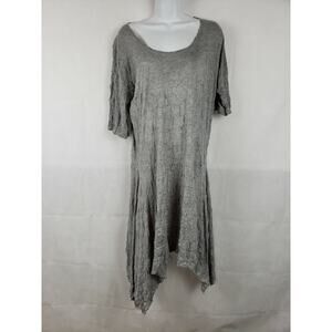 LAUREN VIDAL Acier Gray Crinkle Story Dress Size 18 Womens Polyester & Viscose